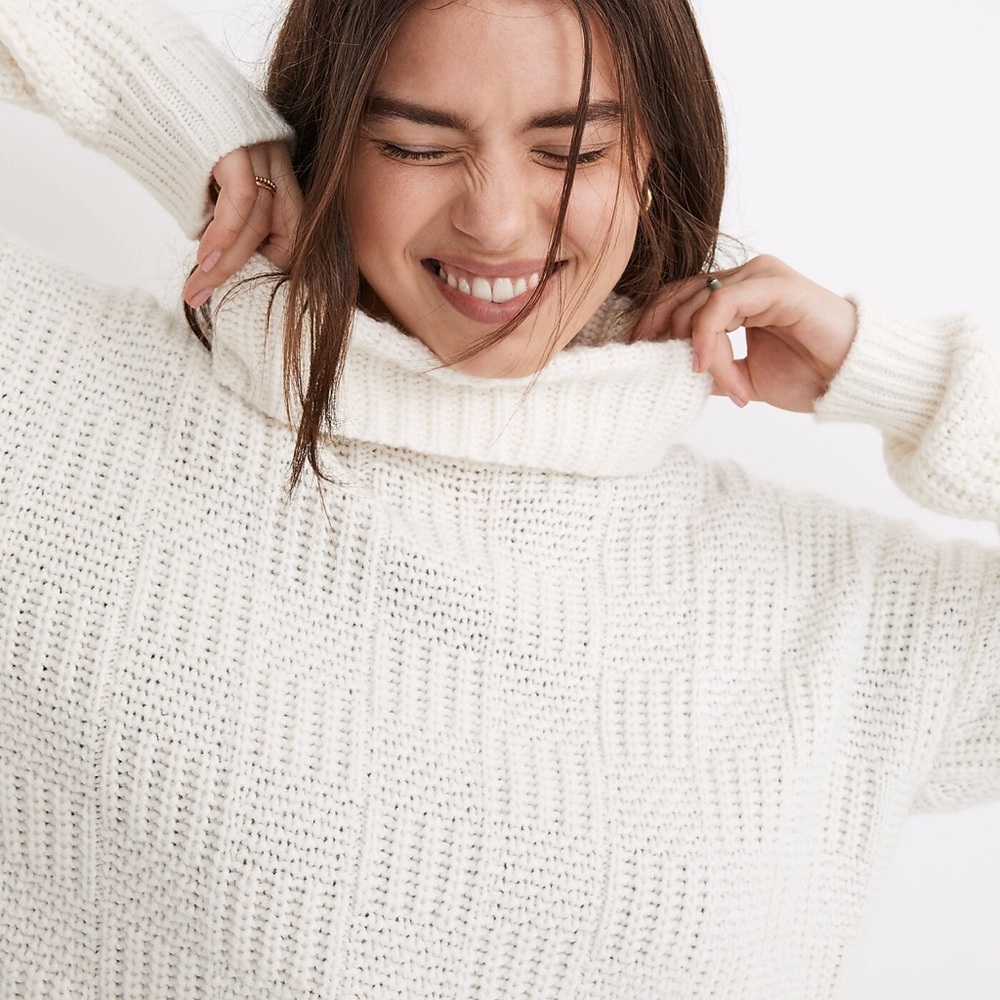 NWT Madewell Checkered Turtleneck Sweater - Picture 2 of 6